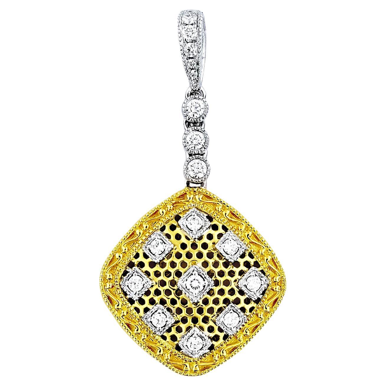 Vitolo 18 Karat Gold Etruscan Style Diamond Pendant