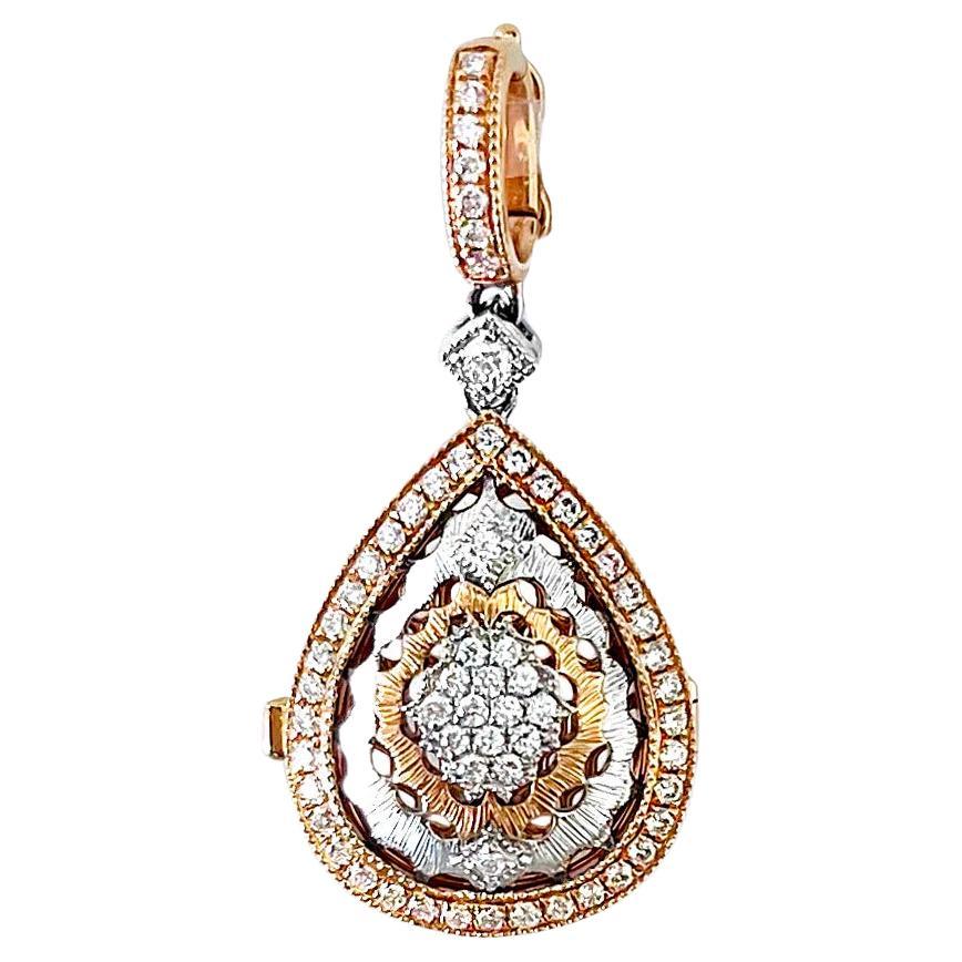 Vitolo 18 Karat Gold Etruscan Style Diamond Pendant For Sale