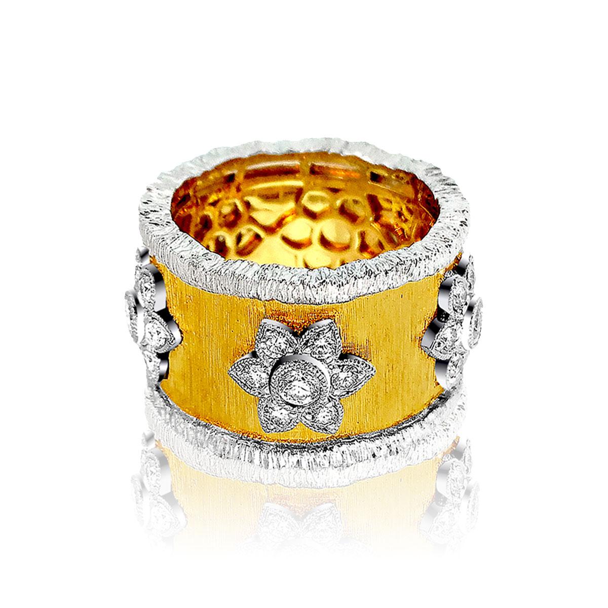 Vitolo 18 Karat Gold Etruscan Style Diamond Ring In New Condition For Sale In Los Angeles, CA