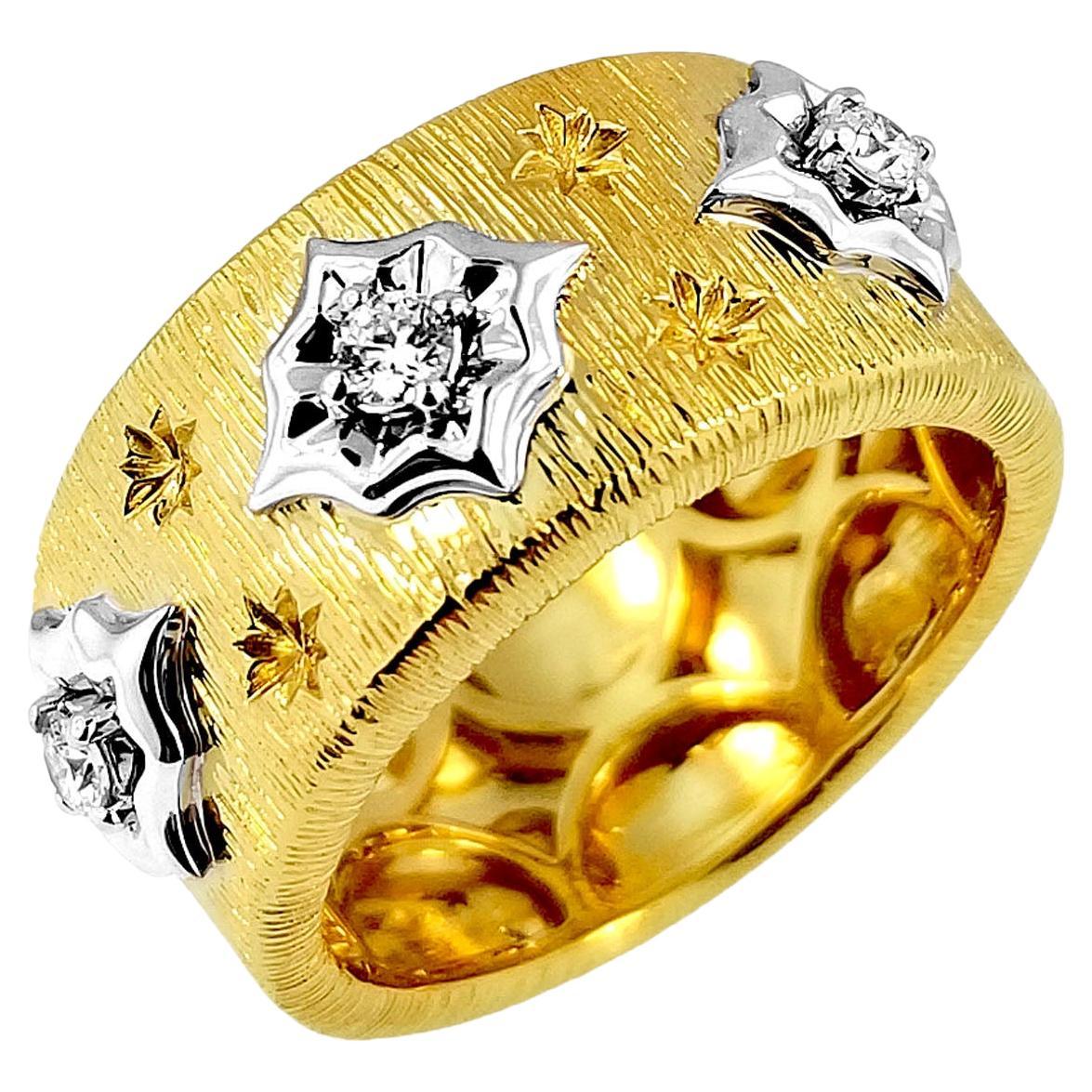 Diamantring aus 18 Karat Gold im etruskischen Stil von Vitolo