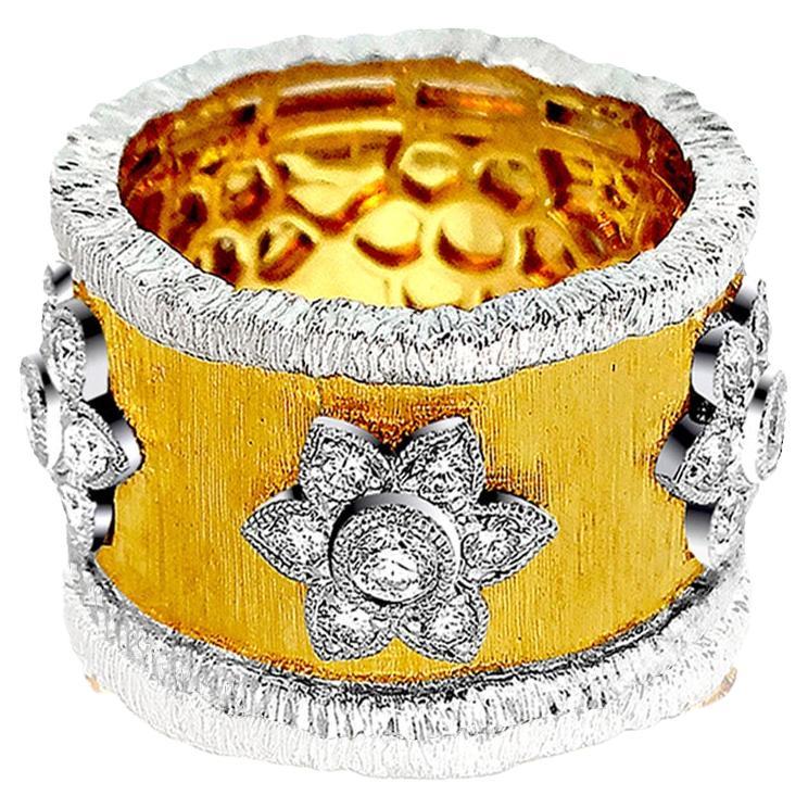 Vitolo 18 Karat Gold Etruscan Style Diamond Ring For Sale