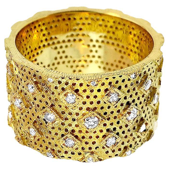 Vitolo 18 Karat Gold Etruscan Style Diamond Ring For Sale
