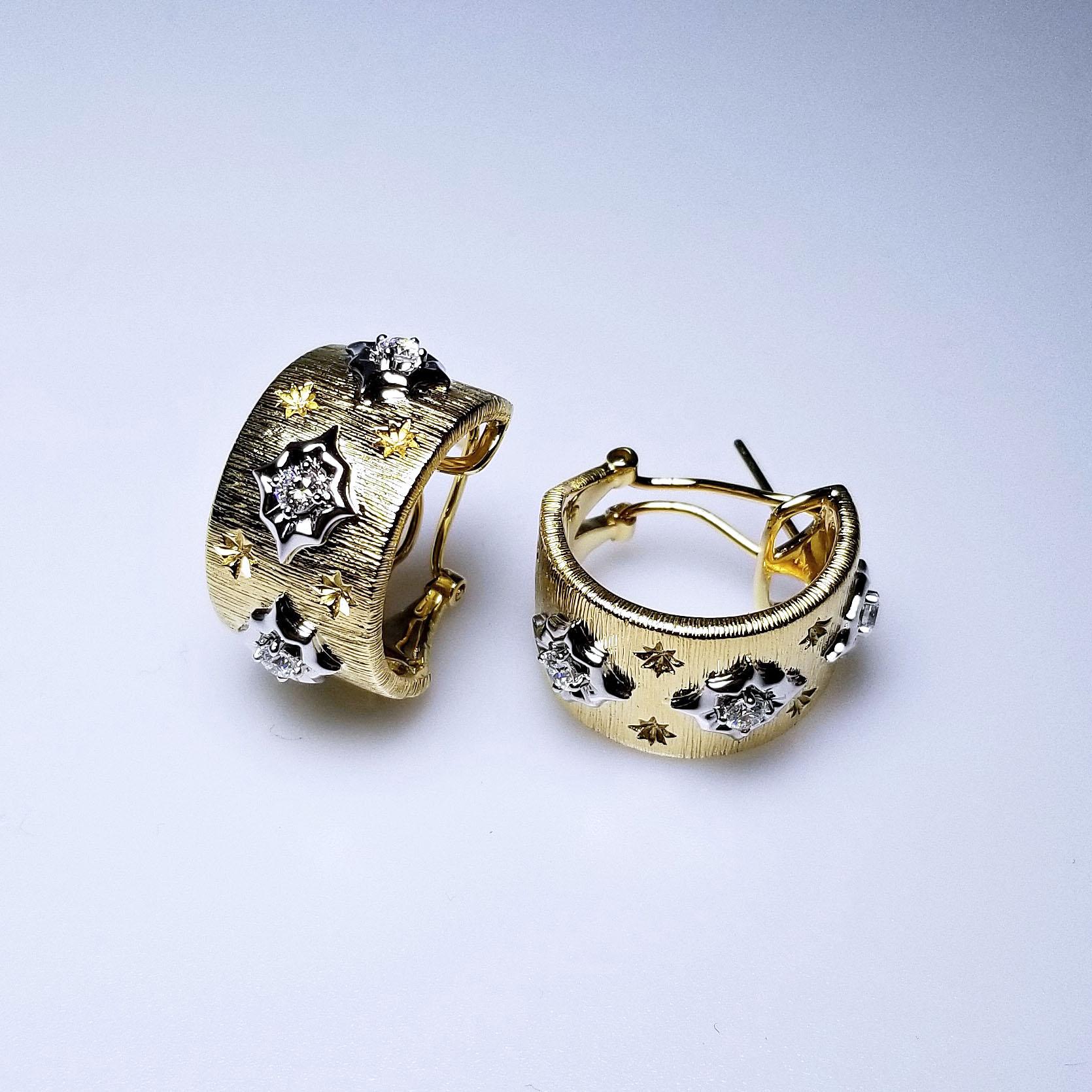 Artisan Vitolo Boucles d'oreilles en or 18 carats de style étrusque en vente