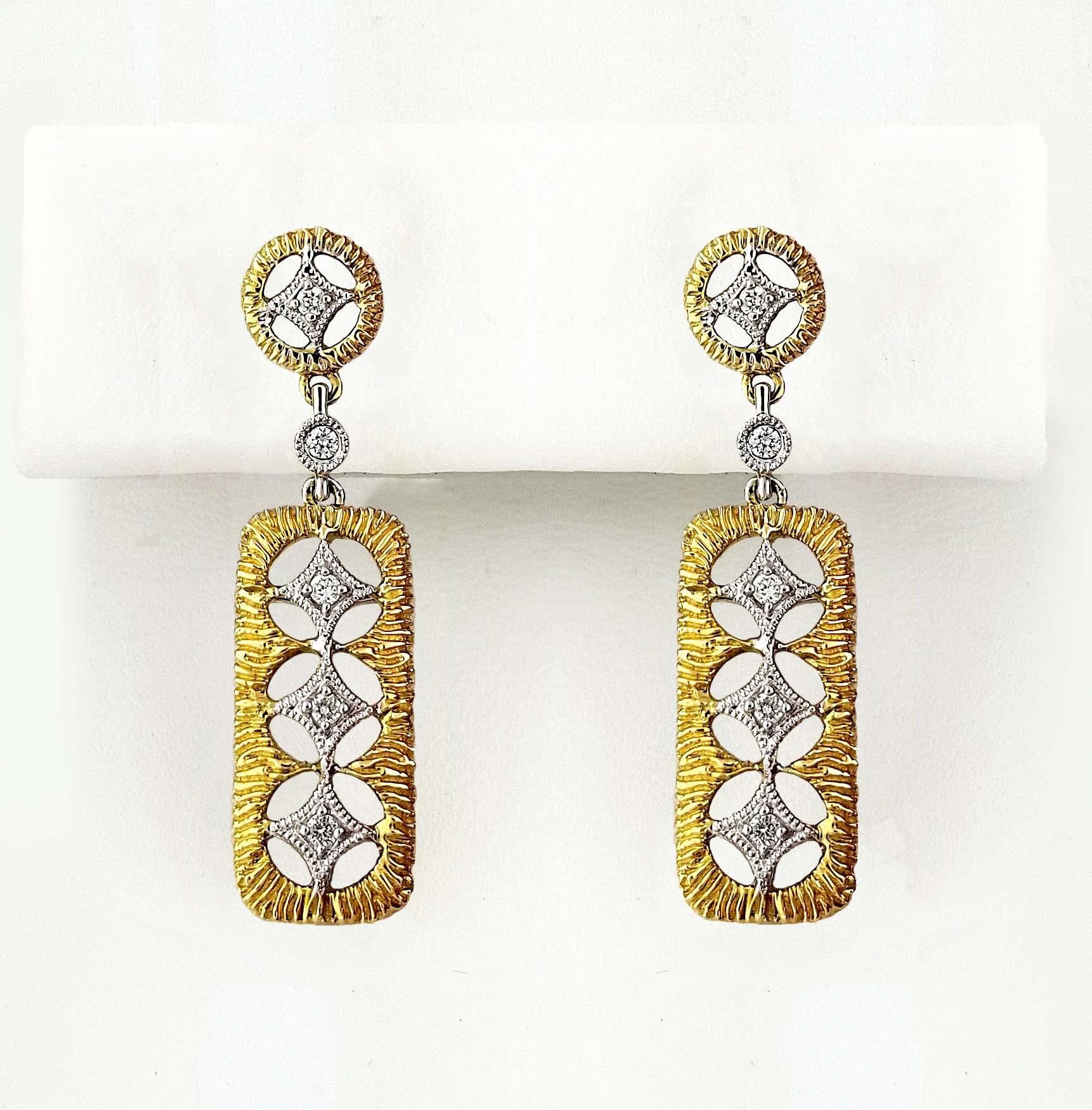Round Cut Vitolo 18 Karat Gold Etruscan Style Earrings For Sale