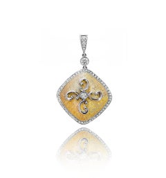 Vitolo 18 Karat Gold Florentine Finish Diamond Pendant