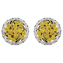 Vitolo 18 Karat Gold Flower Motif Diamond Earrings