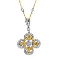 Vitolo 18 Karat Gold Flower Motif Diamond Pendant