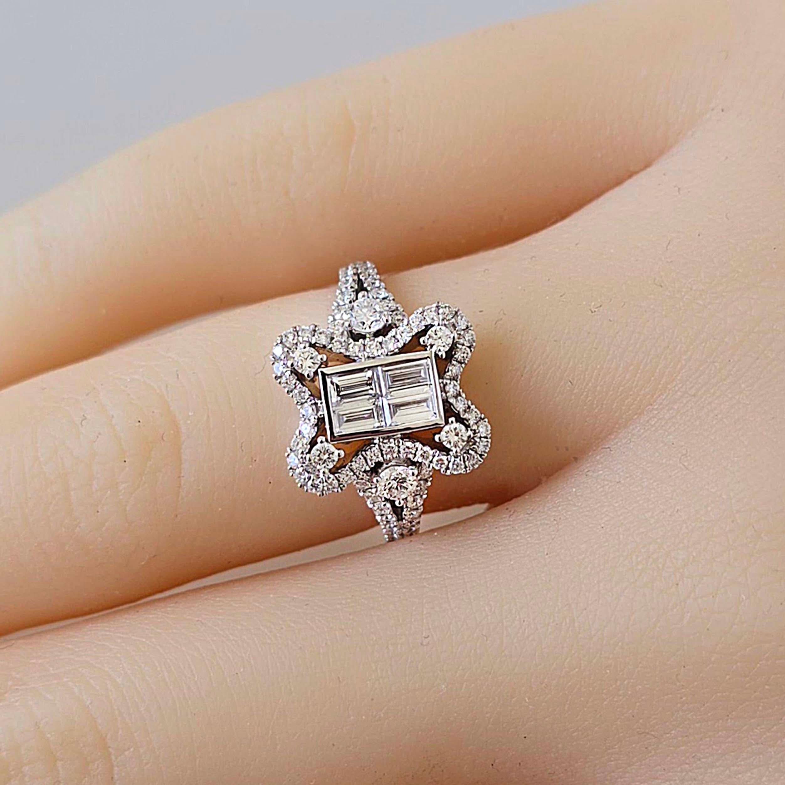 De las mujeres Anillo de Diamantes con Motivo Flor Vitolo de Oro de 18 Kilates en venta