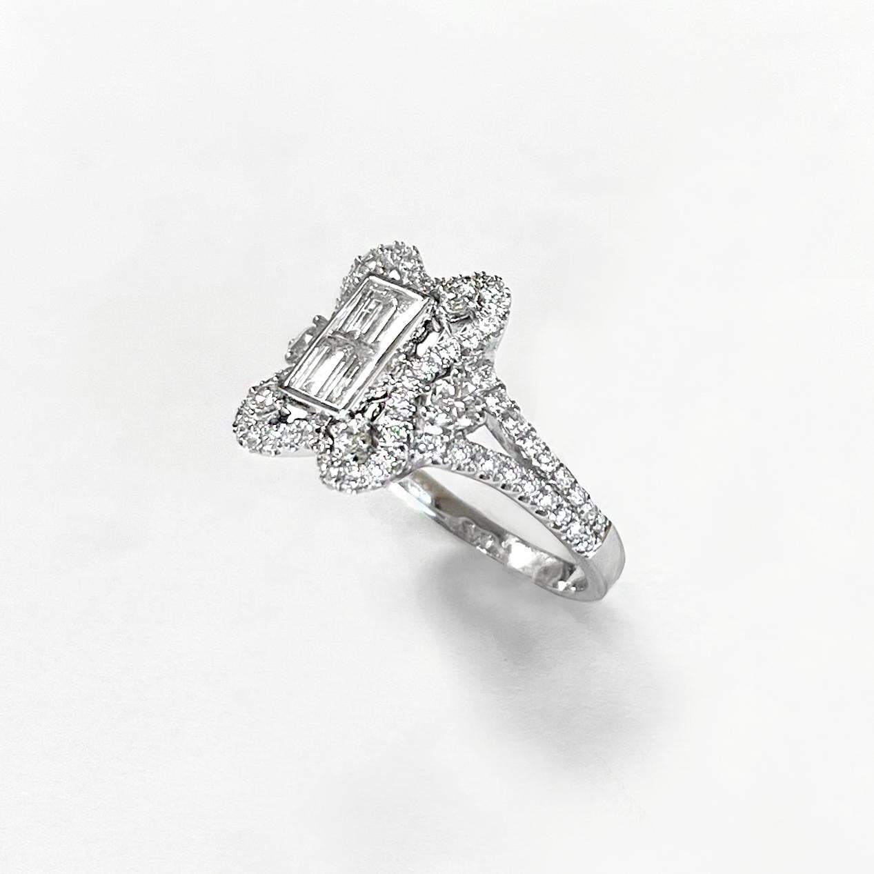 Anillo de Diamantes con Motivo Flor Vitolo de Oro de 18 Kilates en venta 1
