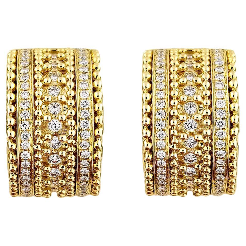 Vitolo 18 Karat Gold Granulata Style Diamond Earrings