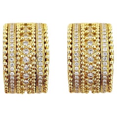 Vitolo 18 Karat Gold Granulata Style Diamond Earrings