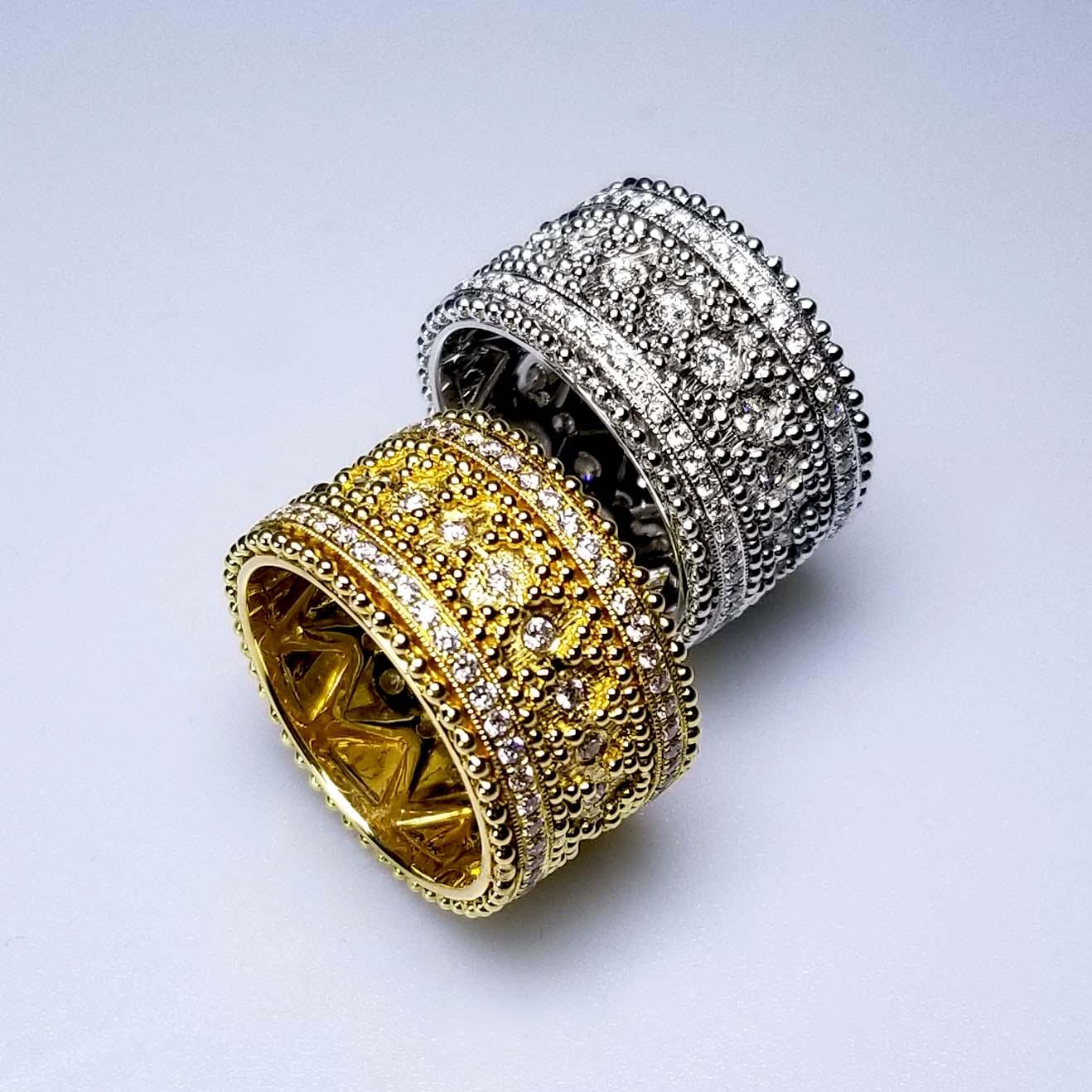 18 Karat Gold Granulata-Stil Diamantring vontolo (Kunsthandwerker*in) im Angebot