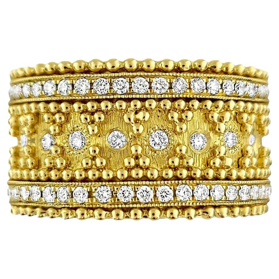 Vitolo 18 Karat Gold Granulata Style Diamond Ring For Sale