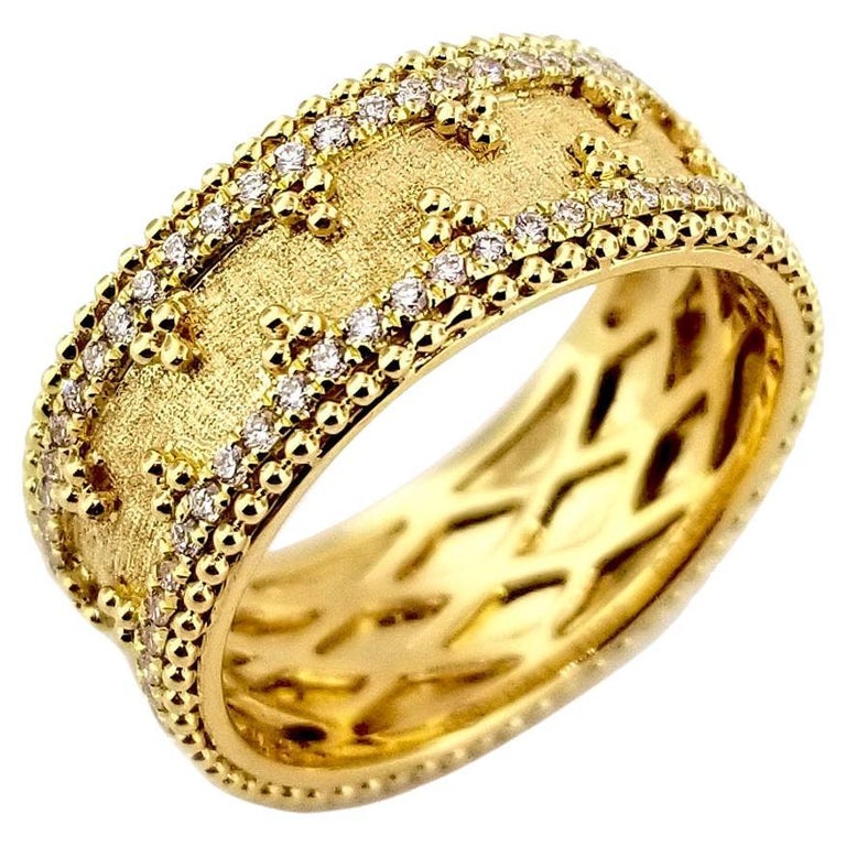Bague En Or 18 Carats Avec Diamants Ronds - Occasion, Style Ouvert Ajustable