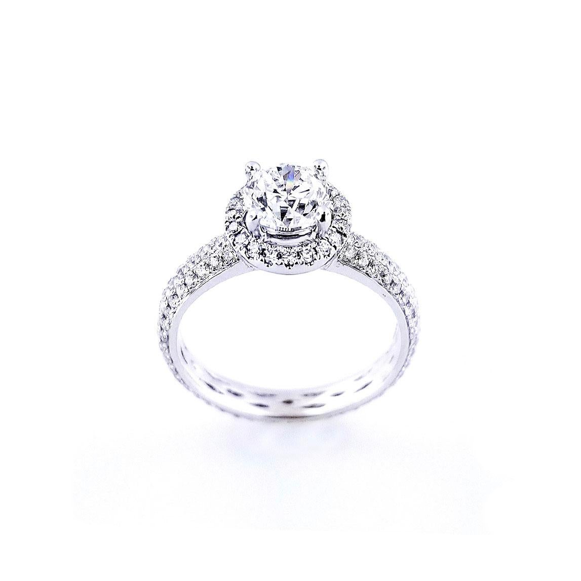 Artisan Vitolo 18 Karat Gold Halo Diamond Engagement Ring For Sale