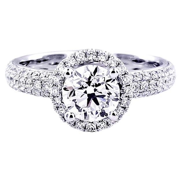 Vitolo 18 Karat Gold Halo Diamond Engagement Ring For Sale