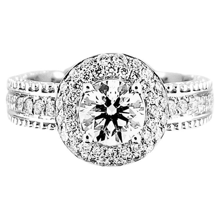 Vitolo 18 Karat Gold Halo Diamond Engagement Ring For Sale