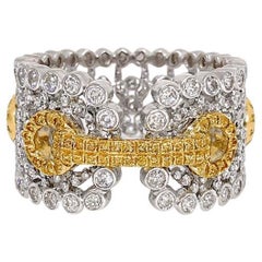 Vitolo 18K White & Yellow Gold Diamond Mesh Band Ring – Tessuti Collection