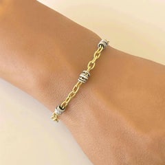Vitolo 18 Karat Gold Handmade Link Bracelet with Diamond Rondelles