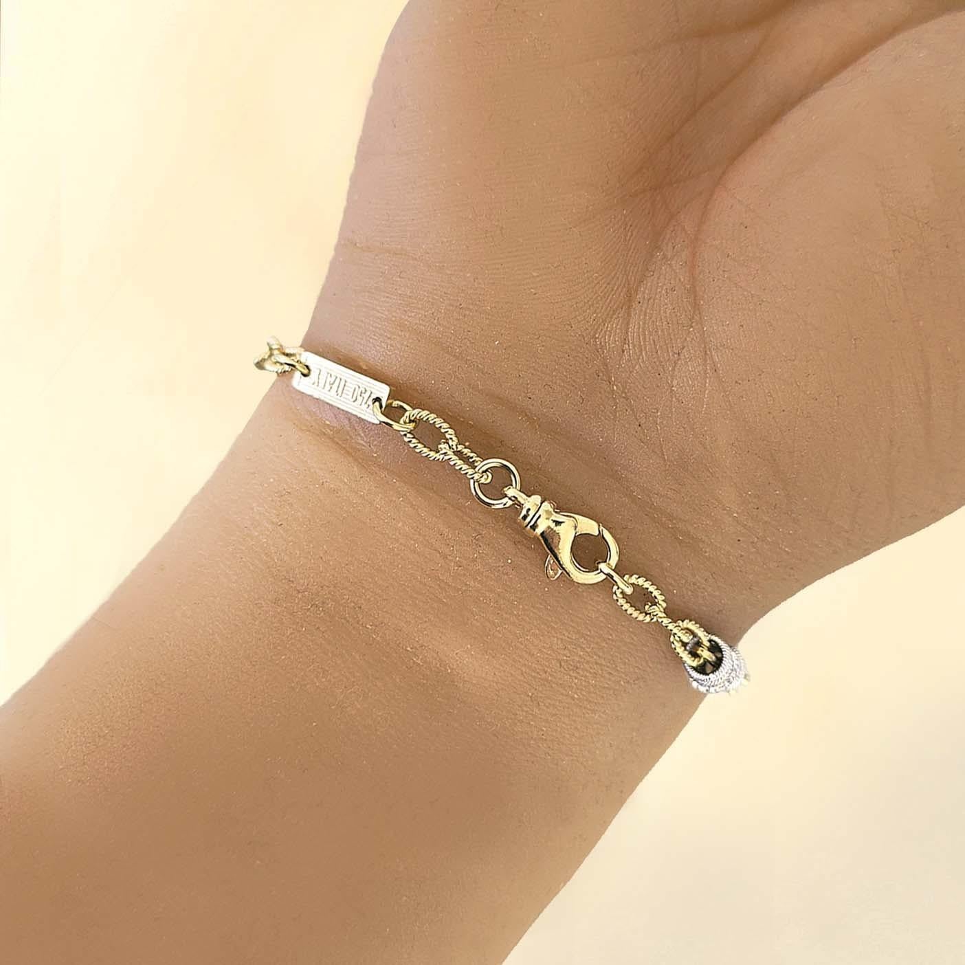 Handgefertigtes Gliederarmband aus 18 Karat Gold mit Diamant-Rondellen vontolo (Kunsthandwerker*in) im Angebot