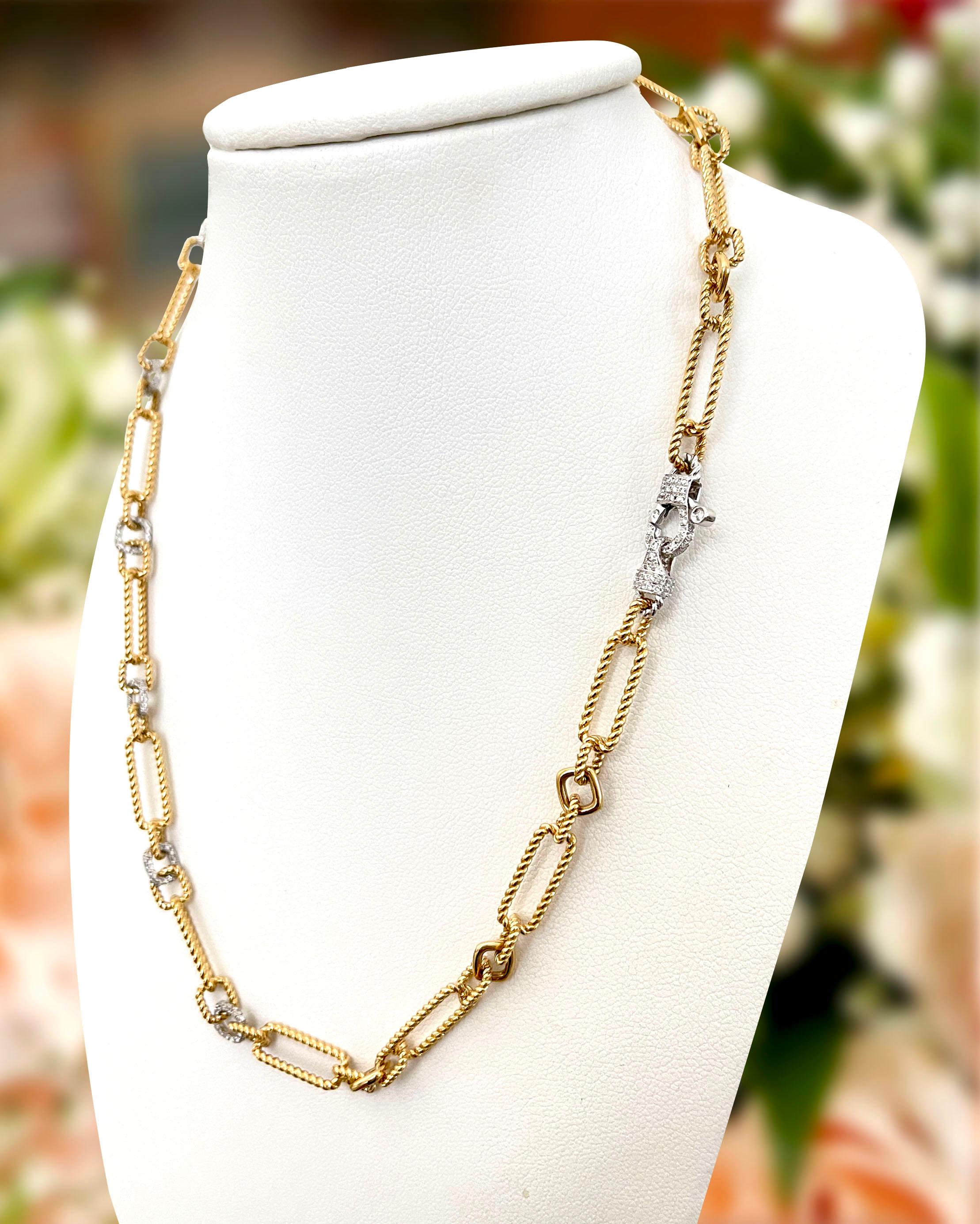 Vitolo 18 Karat Gold Handmade Link Diamond Necklace In New Condition For Sale In Los Angeles, CA