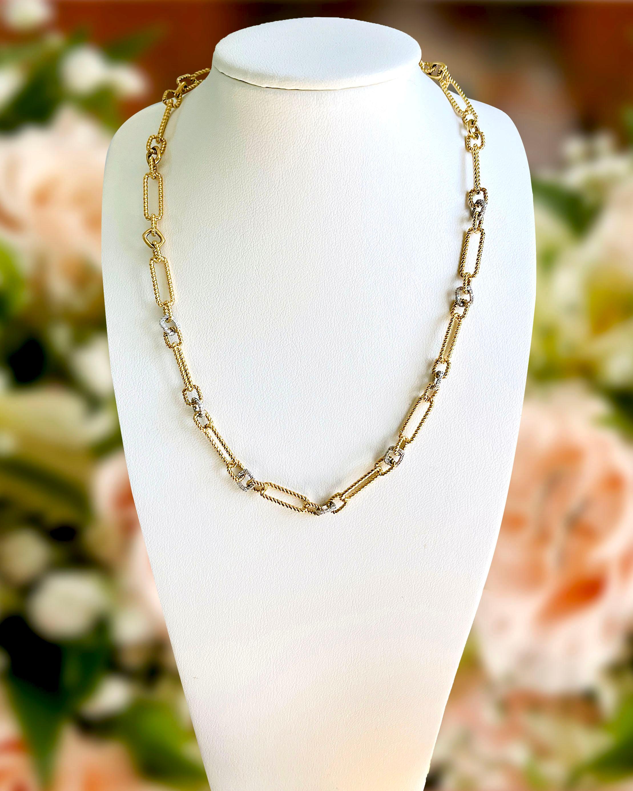 Vitolo 18 Karat Gold Handmade Link Diamond Necklace For Sale 1