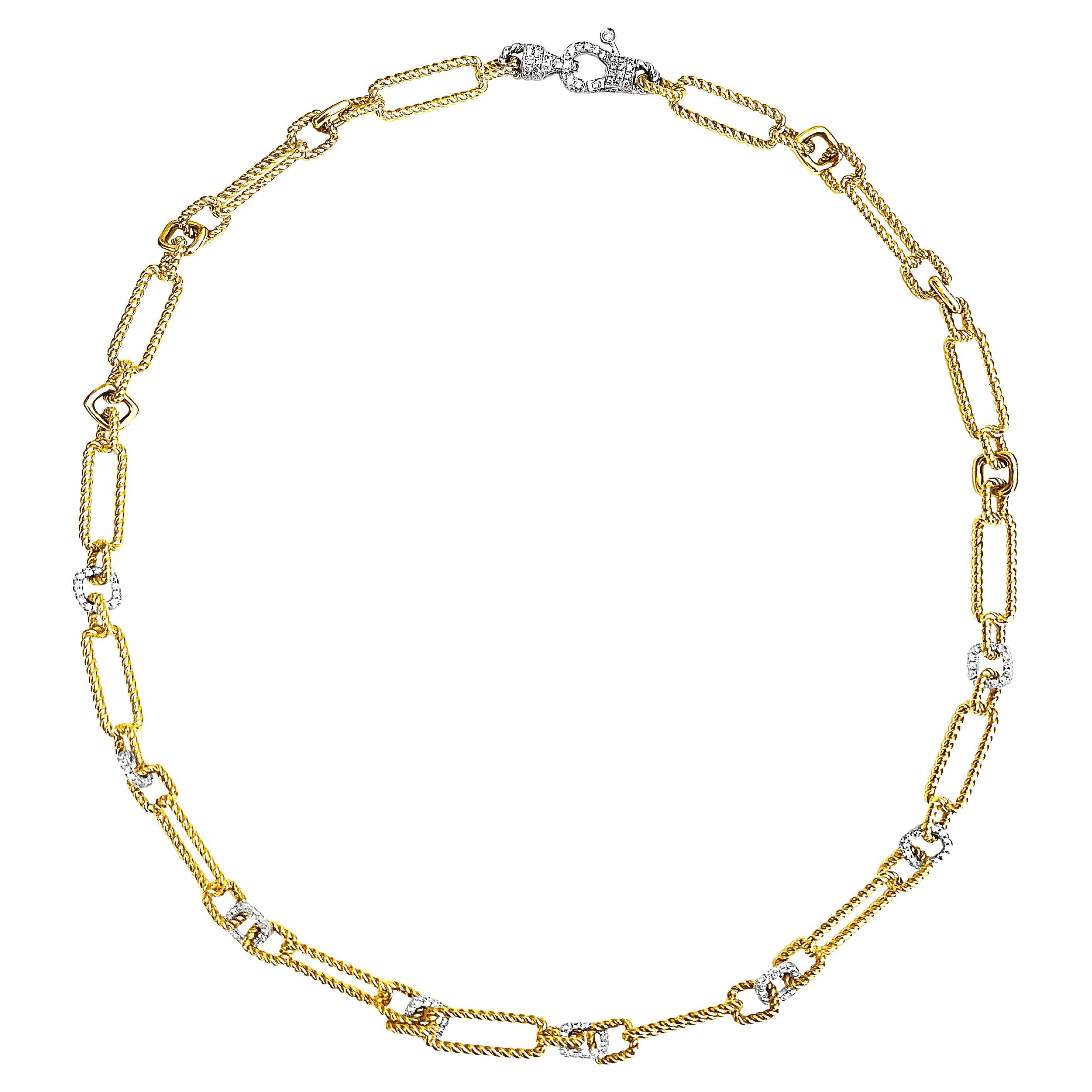 Vitolo 18 Karat Gold Handmade Link Diamond Necklace