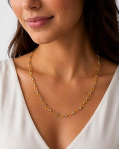Vitolo Handcrafted 18K Yellow & White Gold Long Link Necklace