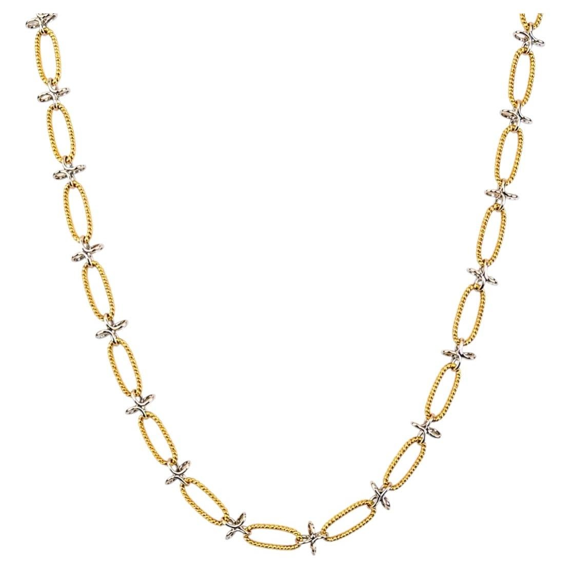 Collar de eslabones largos de oro amarillo y blanco de 18 quilates, hecho a mano por Vitolo