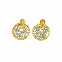 Vitolo 18K White & Yellow Gold Diamond Mesh Earrings – Tessuti Collection