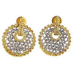Vitolo, boucles d'oreilles en maille faites à la main en or 18 carats avec diamants jaunes