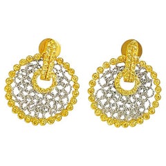Vitolo 18K White & Yellow Gold Diamond Mesh Earrings – Tessuti Collection
