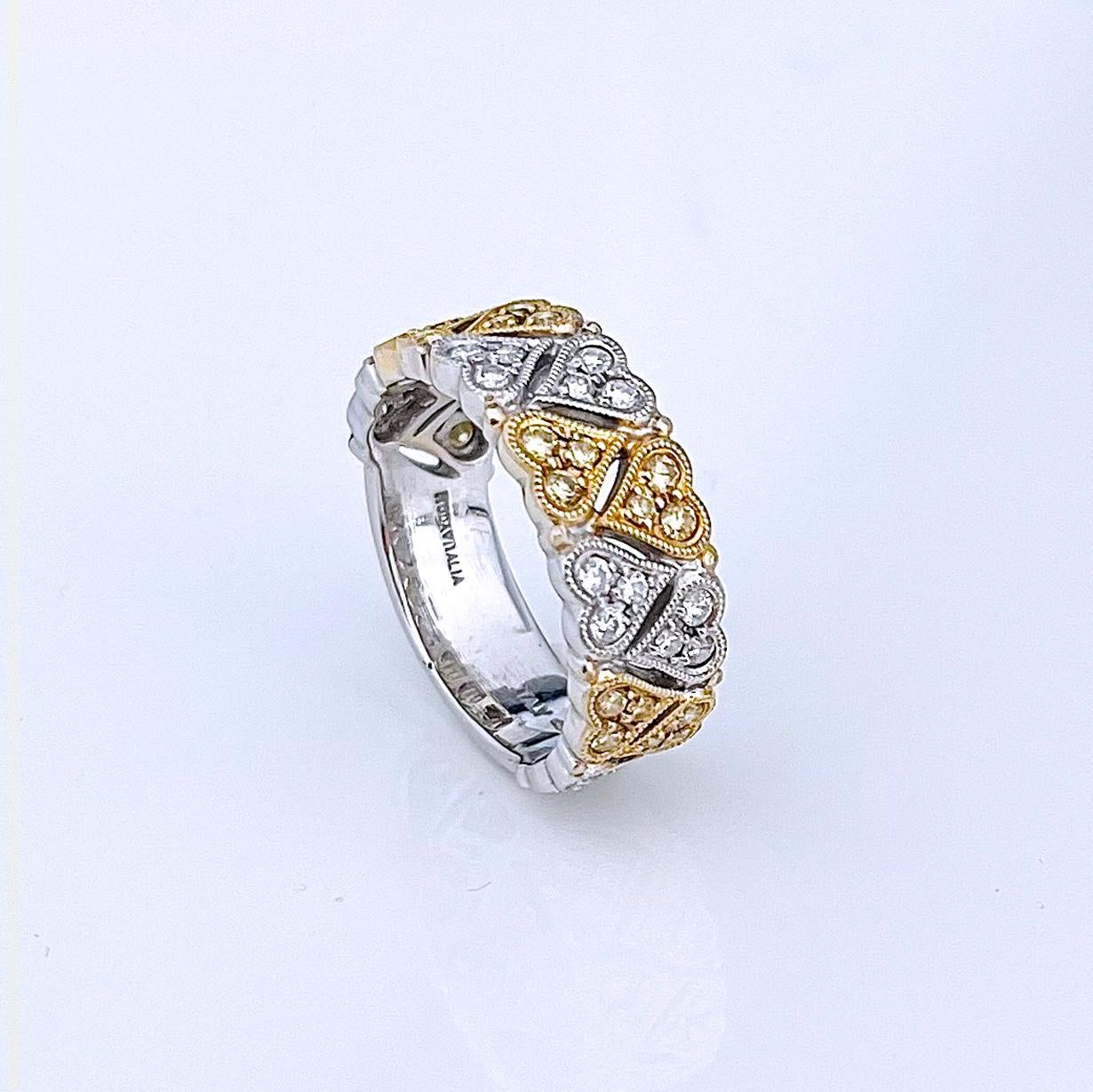 Artigiano Anello Vitolo con cuore e diamante in oro 18 carati in vendita
