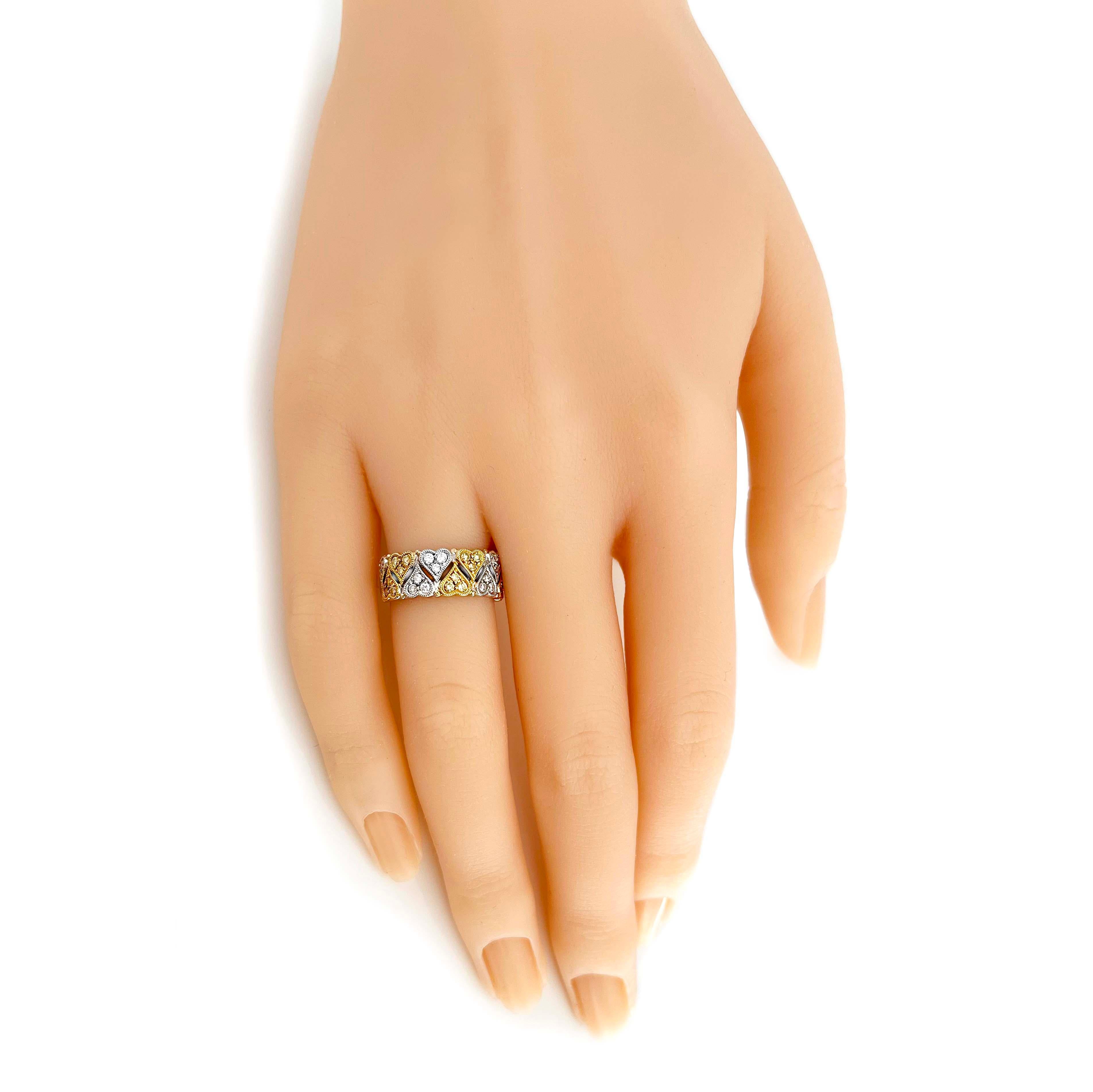 Donna Anello Vitolo con cuore e diamante in oro 18 carati in vendita