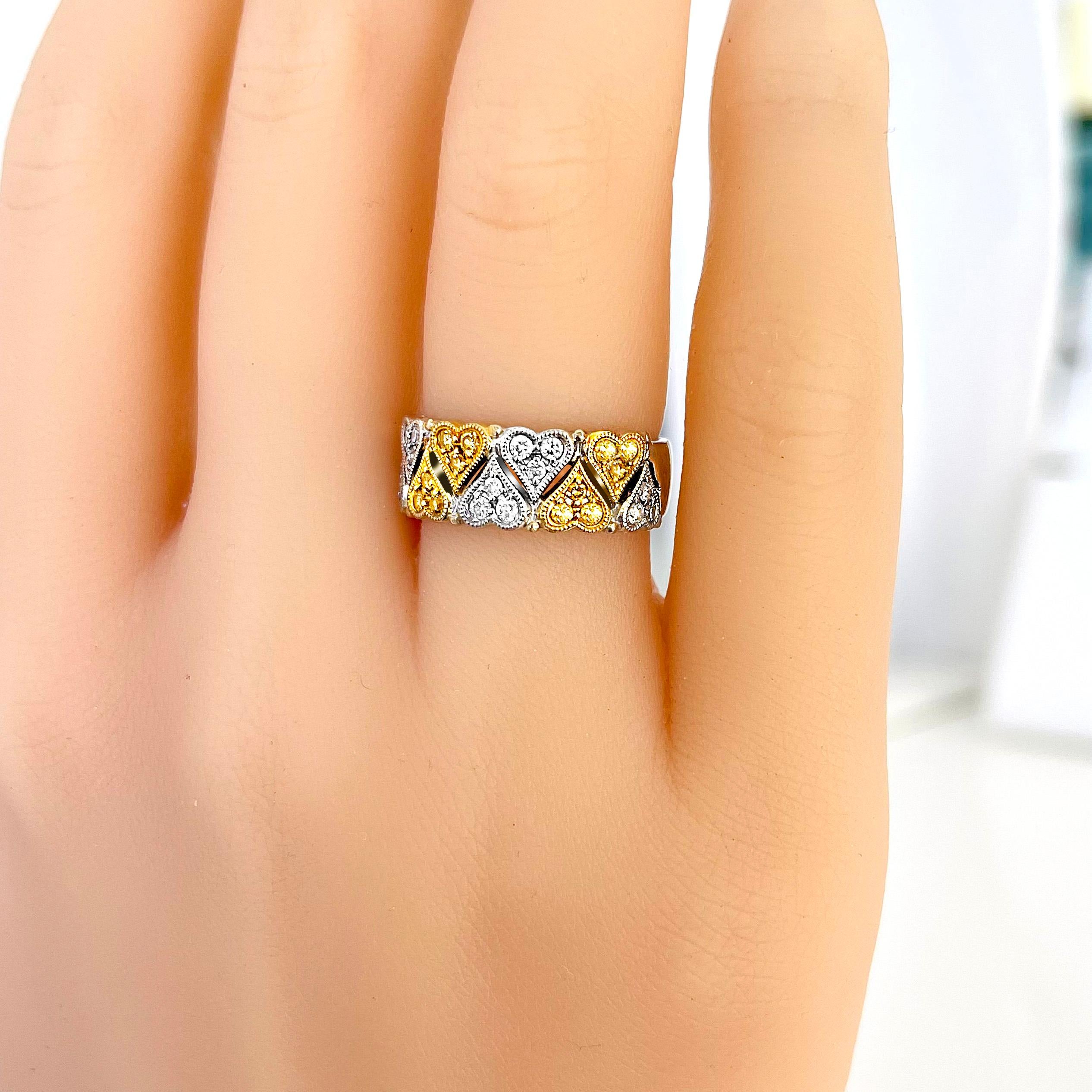 Anello Vitolo con cuore e diamante in oro 18 carati in vendita 1