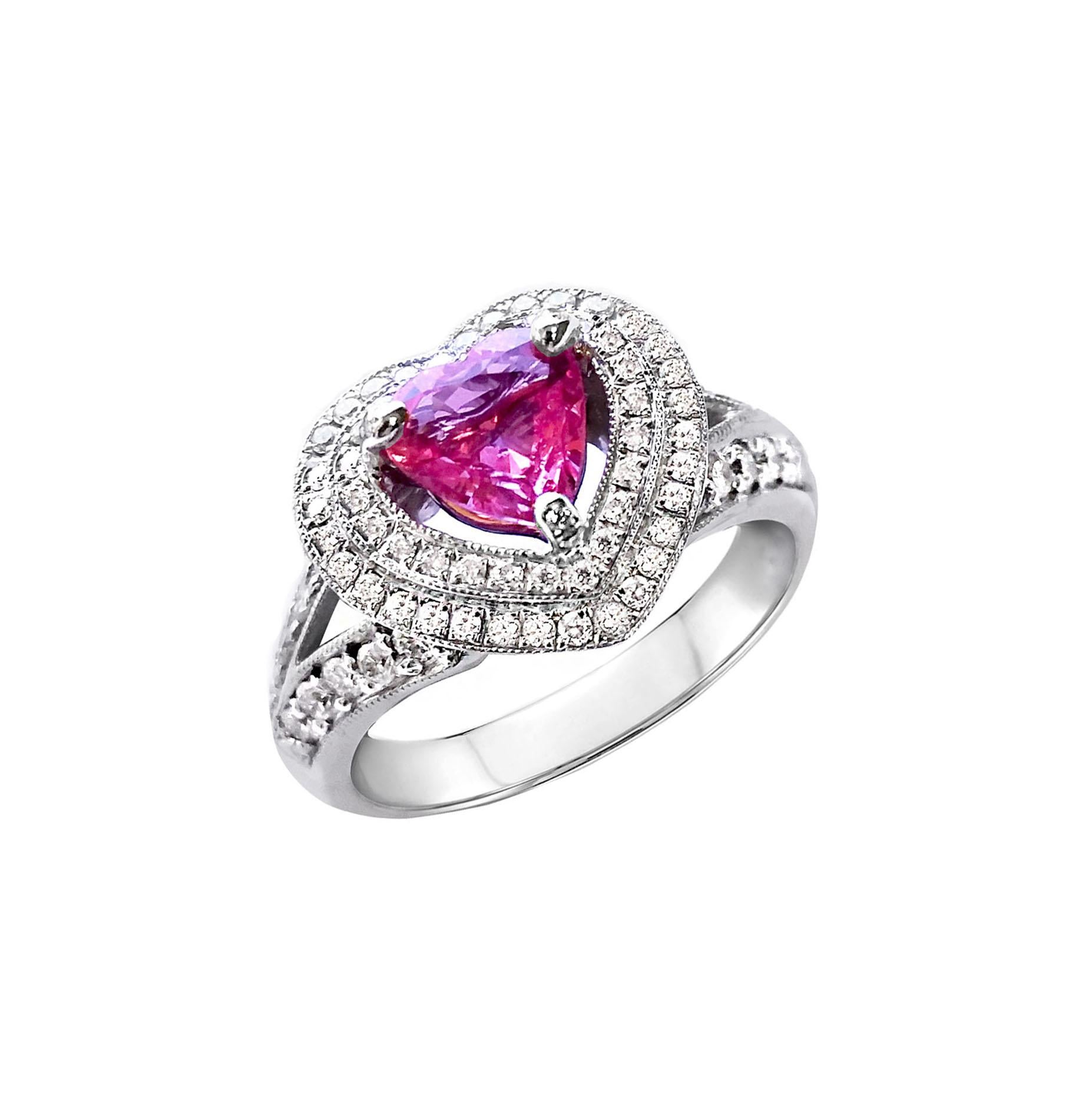 pink sapphire heart engagement rings