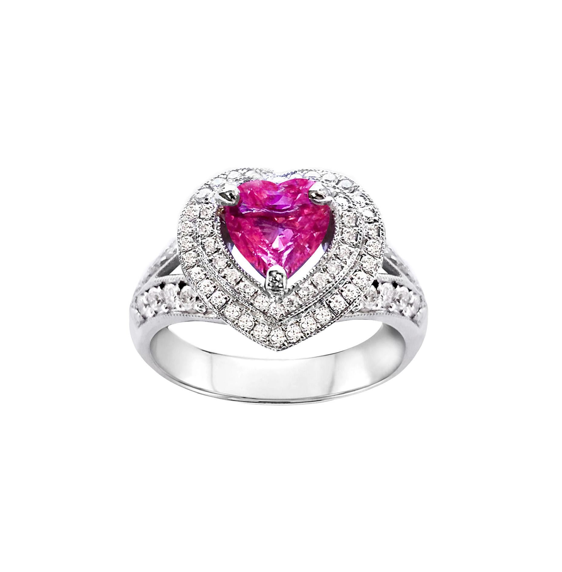 heart shaped pink sapphire engagement ring