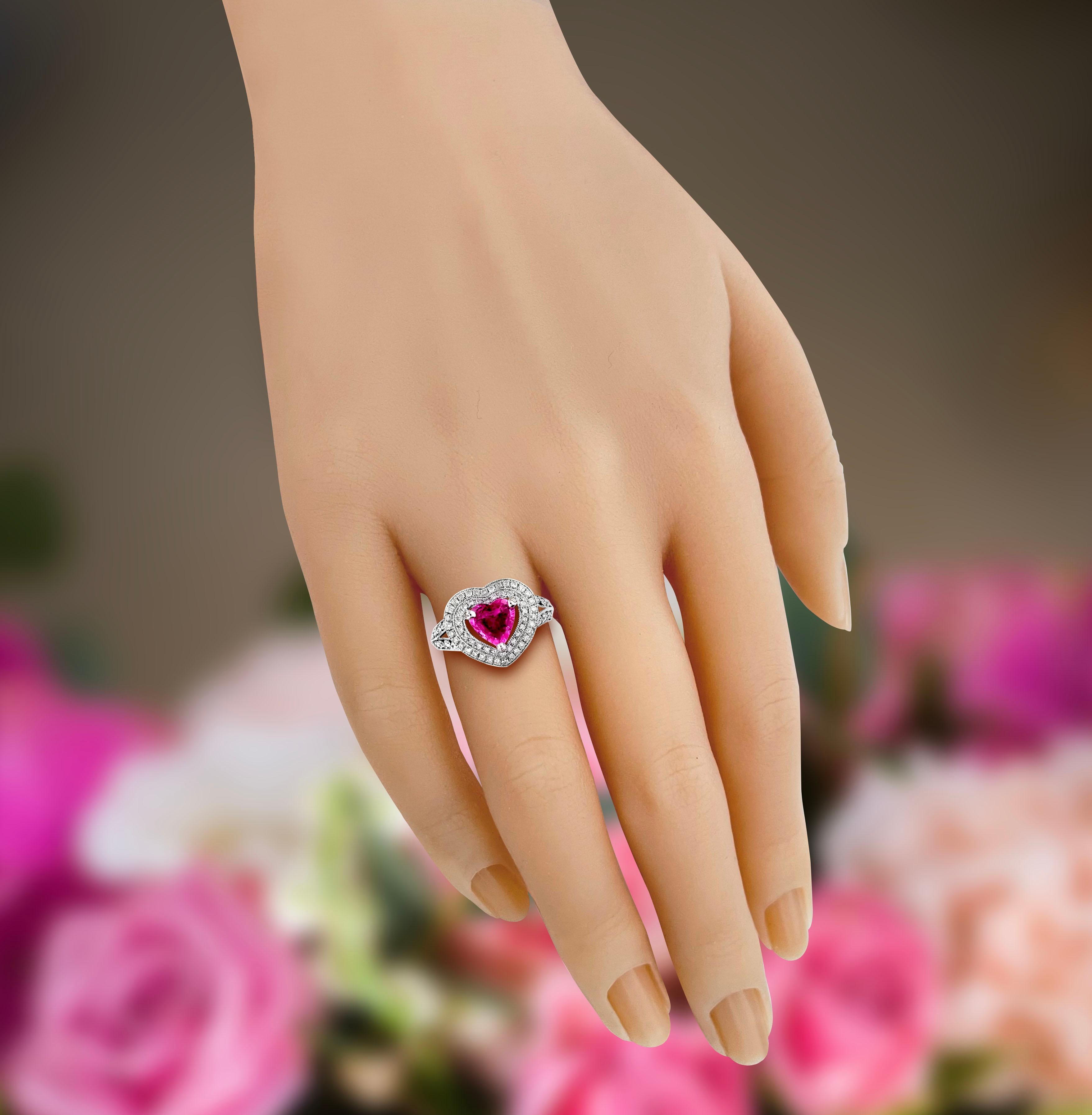 pink heart sapphire ring