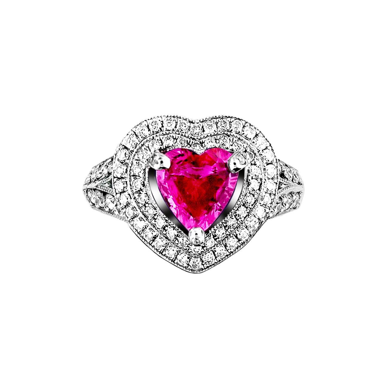 Produced by award winning Italian designer Stefano Vitolo. Stefano creates custom artisanal one of a kind jewelry with excellent gemstones in a truly old world Italian craftmanship.

Gemstone: Pink Sapphire 0.80 ctw, Diamonds 1.0 ctw
Ring width: 3 mm