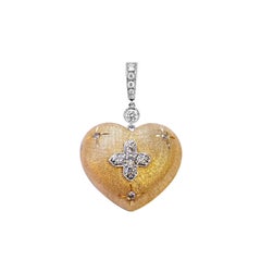 Vitolo 18 Karat Gold Heart Shaped Diamond Locket