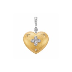 Vitolo 18K Yellow & White Gold Diamond Heart Locket Pendant