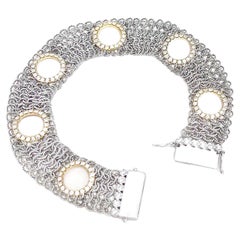 Vitolo 18 Karat Gold Mesh-Armband aus Mesh mit Diamanten