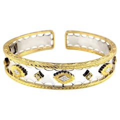 Vitolo 18 Karat Gold Italian Etruscan Style Diamond Bangle