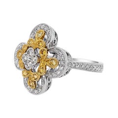 Vitolo 18 Karat Gold Italian Flower Motif Eternity Diamond Ring