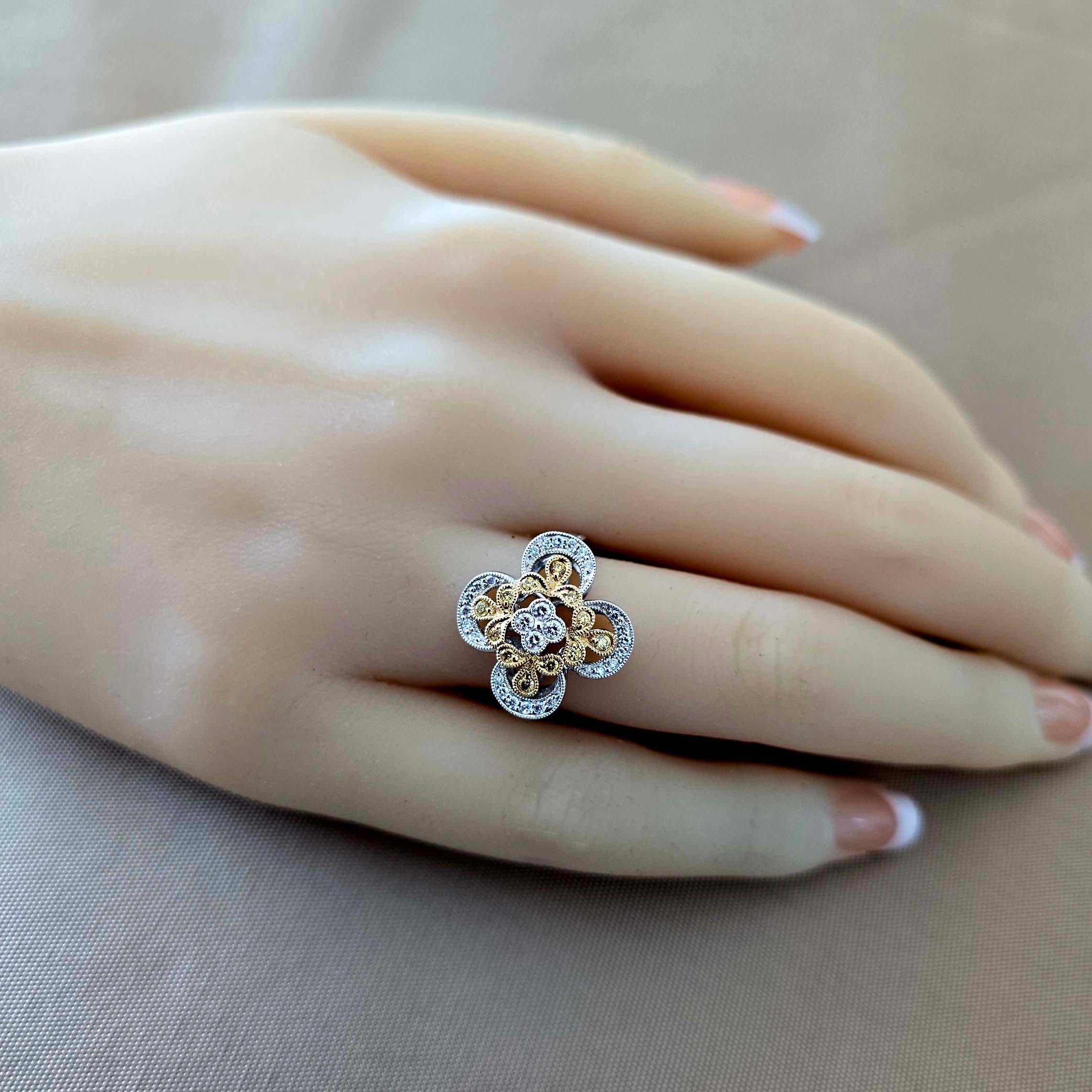 Vitolo, bague d'éternité italienne en or 18 carats à motif de fleurs Neuf - En vente à Los Angeles, CA