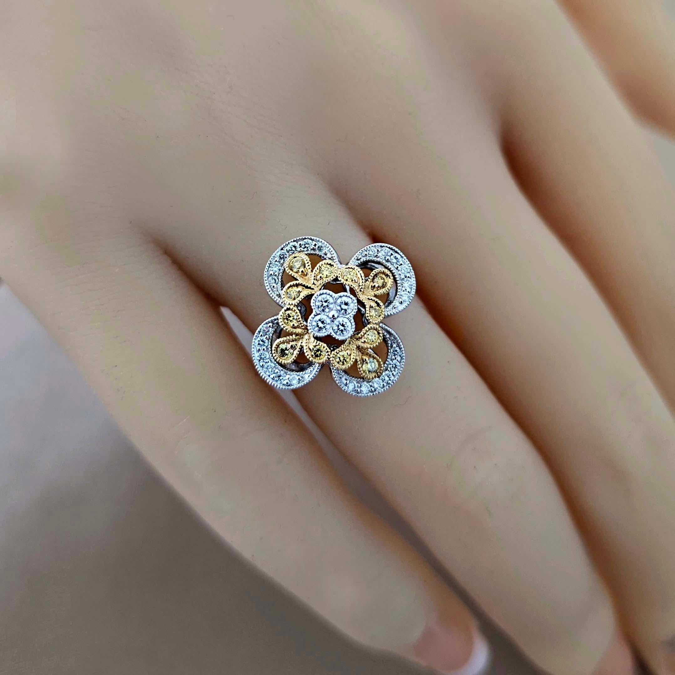Vitolo, bague d'éternité italienne en or 18 carats à motif de fleurs Pour femmes en vente