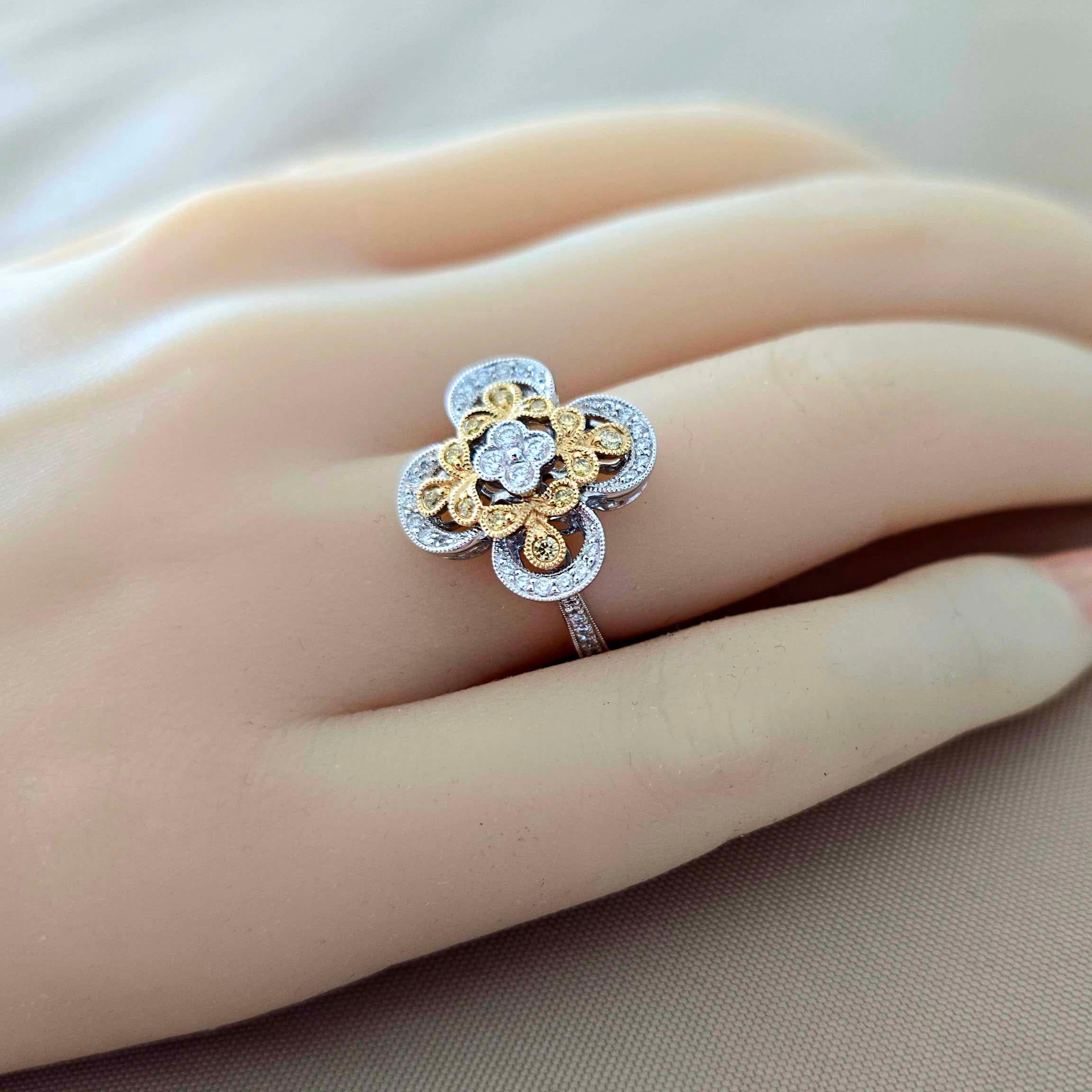 Vitolo, bague d'éternité italienne en or 18 carats à motif de fleurs en vente 1