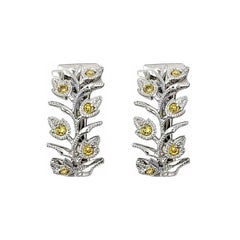 Vitolo 18 Karat Gold Leaf Diamond Earrings