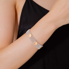 Vitolo 18 Karat Gold Mesh Bracelet with Diamonds