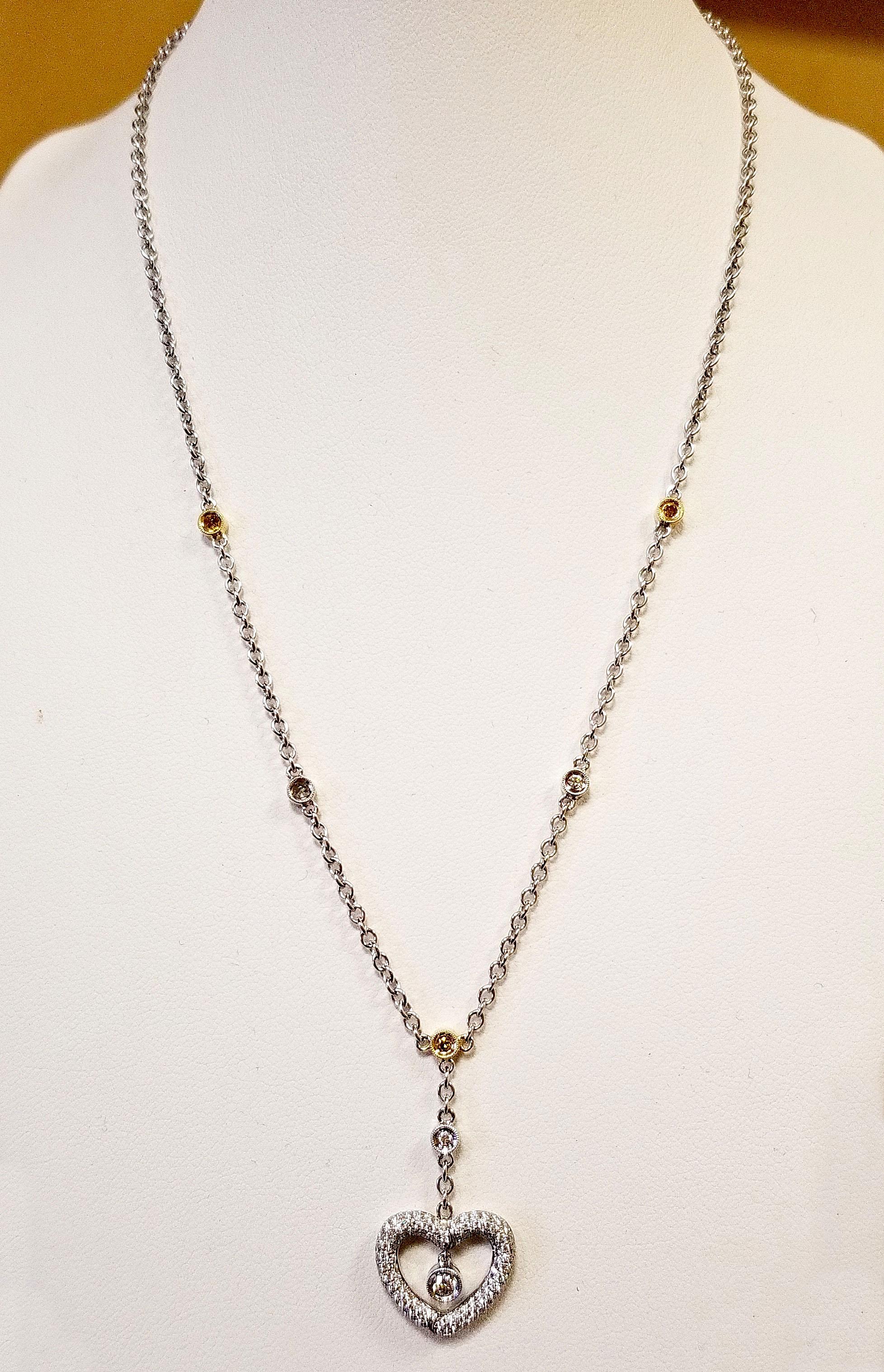 Vitolo Halskette aus 18 Karat Gold mit Herz und Bezels mit Diamanten (Kunsthandwerker*in) im Angebot